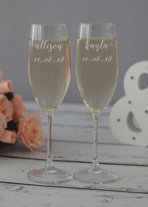 Bridesmaid Champagne Flutes Custom Champagne Glasses