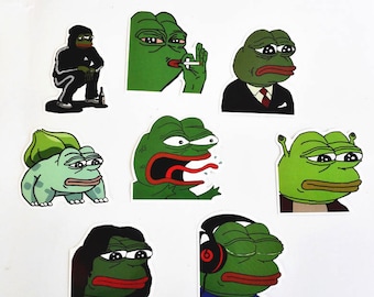 8 Piece Pepe the Frog Stickers, Pepe the Frog Decals, Meme Stickers