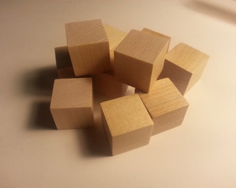 1" Wood Cube - Set of 10 - Wooden Square - 1 inch Wood Cubes - Unfinished - Wood Round - Craft Cubes Wood Parts