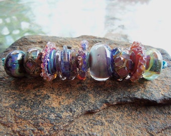 Handmade Lampwork Glass Bead Set - jewelry supplies - Mixed Beads Series - Silverfish Designs