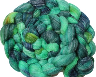Shamrock - hand-dyed Merino wool / bamboo / silk (4 oz.) combed top roving