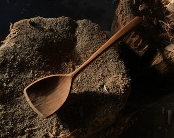 11" serving spoon, cooking spoon, hand carved wooden spoon