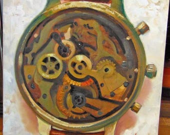 Custom Original MENDOZA Realism oil canvas painting modern vintage rolex watch classic Avant garde made to order