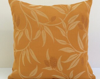 Ochre Pillow, Throw Pillow Cover, Decorative Pillow Cover, Cushion Cover, Pillowcase, Accent Pillow, Toss Pillow, Cotton Blend, Floral Cover