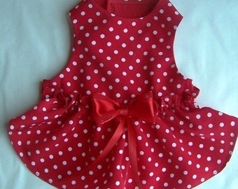 Red Polka Dot Dog Dress : red dog dress small dog
