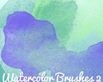 10 Watercolor Brushes 2 Pattern Photoshop .abr Brush Set