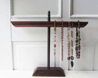 Oak Necklace Display - Necklace Organizer - Necklace Storage - Architectural Salvage - Dark Brown Wooden Jewelry Display - READY to SHIP
