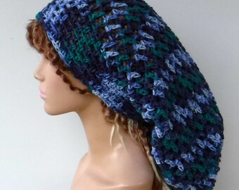 Roadhouse Blues Dreadlocks hat, Very long hat, Dread Tam hat, Slouchy Beanie, Hippie slouch Hat, Baggy snood sock hat, Handmade crochet