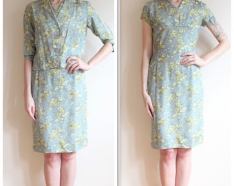 1950s Dress // DuMarsel Silk Floral Dress & Jacket // vintage 50s dress
