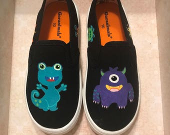 Monster Hand Painted custom Shoes