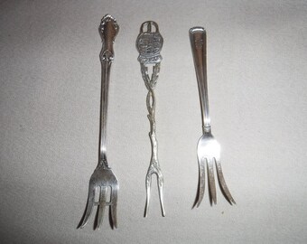 Sterling Silver vintage seafood fork lot of 3
