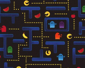Timeless Treasures Black Arcade Game Fabric - 1 yard