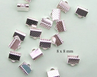 20 ties, end caps, silver ribbons claws glossy 8 x 8 mm