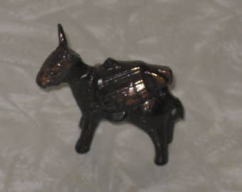 Mini metal donkey figurine shadowbox size