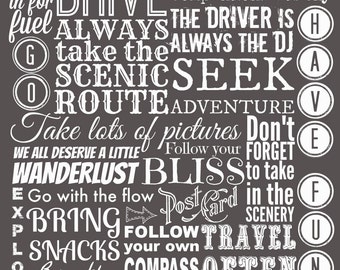 Road Trip Rules, Instant Download, Printable Art, Typography Print, Travel Poster, Wanderlust Art, Inspirational Quote, Adventure Print,DIY