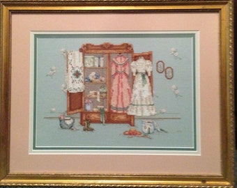 Victorian Armoire Framed Cross Stitch