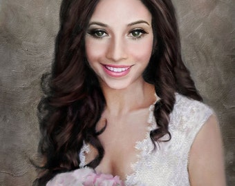 Custom Portrait, Custom Lady Portrait, Bride Commission, Custom Wedding, Engagement,Anniversary, Personalized Digital Painting by Artimoment