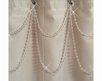 Pearl Resin Double Swag Shower Curtain Beaded Accessory.