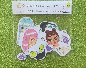 girlfaces in space - sticker set