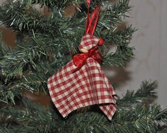 set of 4 small elves of Christmas plaid fabric