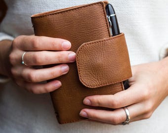 Caramel brown wallet fauxdori, Notebook wallet, Travelers notebook, Fauxdori cover, Vegan Midori, Planner cover, Passport size, Pocket, A6