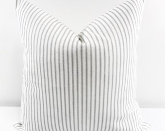 PILLOW. Pillow Cover. Grey Classic Stripe. Grey & white Sofa Pillow Cover.Stripe Sham Cover.Cushion Covers.Pillow Case. cotton.Select size