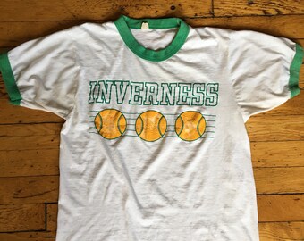 1980's Inverness tennis ringer t shirt USA large