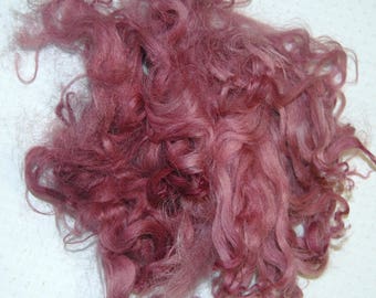 Karakul Wool Locks, Wool Doll Hair, Blythe Doll Reroots, Curly Doll Hair, Locks for Spinning, Felting, Light Burgundy 1 oz.