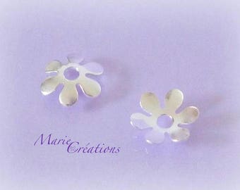 2 cups flowers 9 mm - sterling silver