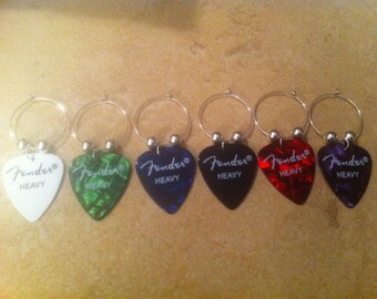 Fender Guitar Pick Wine Charms (Purple Currently Out of Stock)