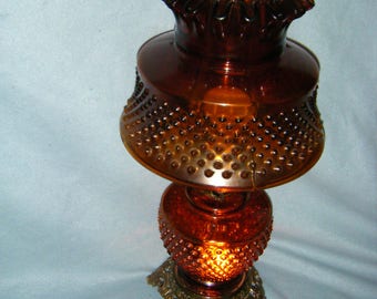 Vintage Hurricane Lamp, Burnt Orange., Beautiful..1960's, FREE SHIPPING