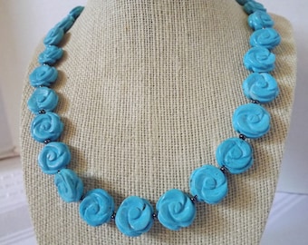 Carved Turquoise Necklace Set