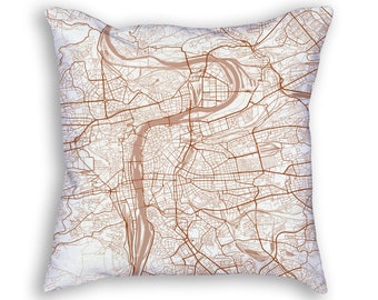 Prague Czech Republic Street Map Throw Pillow
