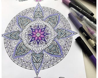 Printable Direction Mandala Colouring Page