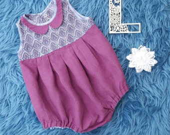 Baby Romper, baby girl romper, cotton romper, sleeveless romper, vintage romper