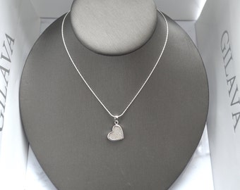 Sterling silver necklace Graciela, silver 925, fine jewelry, heart, zircon stone