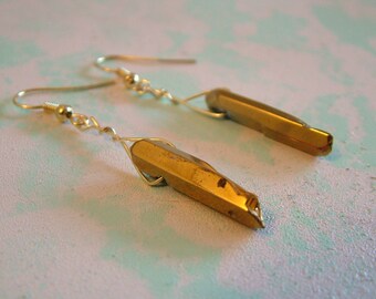 Golden Crystal Dangling Earrings