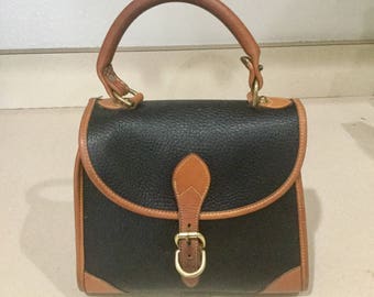 Dooney and Bourke Black Satchel All Weather Leather with British Tan
