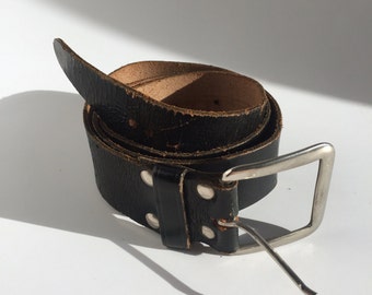 Vintage distressed brown genuine leather belt