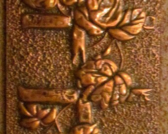 Polynesian Tiki Bamboo & Orchids Hammered Made in California Wall Art Mid Century 1940-1950 California