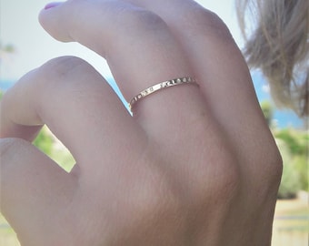 Personalized stacking ring 18k gold over silver engraved stacking rings initial ring stackable name rings minimalist jewelry dainty ring
