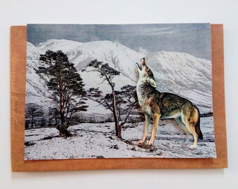 Howling Wolf Collage Greeting Card