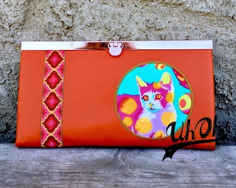 Flat Wallet featuring Tula Pink Tabby Road Fabric