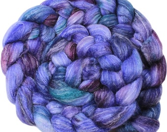 Wild Violets - hand-dyed Merino wool / bamboo / silk (4 oz.) combed top roving