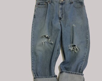 44 Raw Destroyed Vintage Levi Boyfriend jeans 44 waist denim jeans