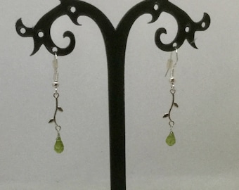 925 Sterling silver and Peridot leaf earrings