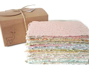 Hand-made Paper, Boxed, Hand Torn Recycled Paper, 100 sheets. Scrap Pack, Craft Box, Collage Paper, Torn Paper Art, Junk Journal Papers, DIY