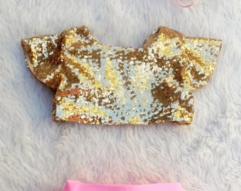 Baby Girls Gold Sequin Crop Top