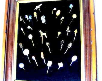 29 Antique Stick Pins Presented as Framed Art