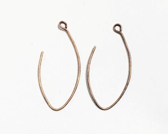 10 pcs of antique copper finished earrings hook 32x14mm, Red bronze leaf shape earring hook, Made in USA